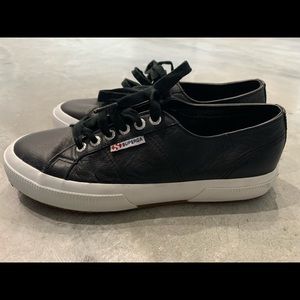 Black Leather Superga